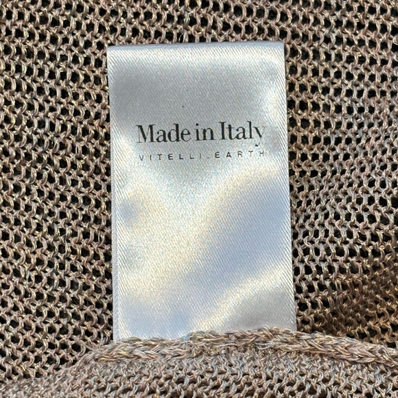 Vitelli Sz 3 (US XS) Reclaimed Yarn Stripe Tan Mesh Sweater New Without Tags - Picture 11 of 16